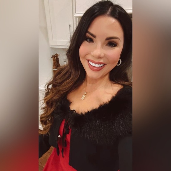 NWT! Maeve Faux-Fur Collar Crop Cardigan Sweater - Size Medium 🏀 - Picture 10 of 12